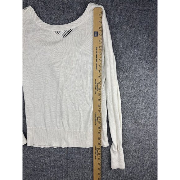 Lululemon Sweater Womens Small White Knit Pullover Mesh Panel Long Sleeve Logo - Picture 3 of 10